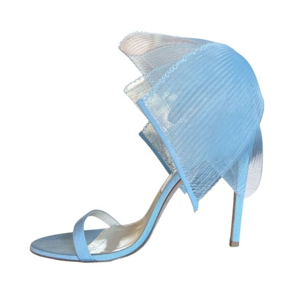 JIMMY CHOO Aveline Bow Sandals EU 39 US 9 Blue Wedding Bridal Heel - Picture 5 of 9